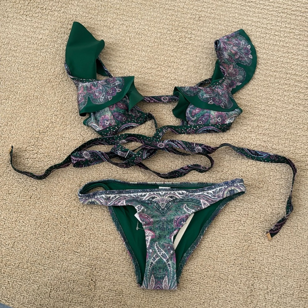 Zimmerman ruffled wrap bikini